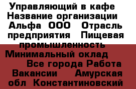 Управляющий в кафе › Название организации ­ Альфа, ООО › Отрасль предприятия ­ Пищевая промышленность › Минимальный оклад ­ 15 000 - Все города Работа » Вакансии   . Амурская обл.,Константиновский р-н